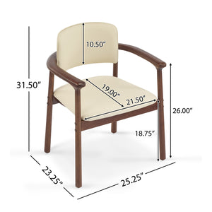 English Elm Christopher Knight Home® - 2 Elegant Dining Chairs Set with Rubber Wood Frame, 300lb Capacity, Beige PU Cushions, Versatile Home Seating N779P298396D