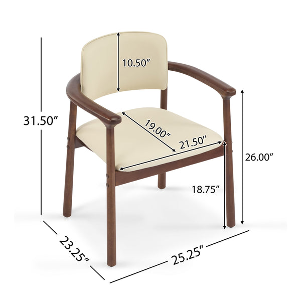 English Elm Christopher Knight Home® - 2 Elegant Dining Chairs Set with Rubber Wood Frame, 300lb Capacity, Beige PU Cushions, Versatile Home Seating N779P298396D