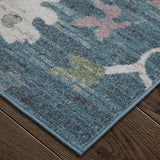 Feizy Rugs Dartmouth Transitional Abstract Floral Rug - Durable Polypropylene, Vintage Charm, Persian-inspired Design Blue,Ivory,Pink Polypropylene Drt39qmfblumltp18