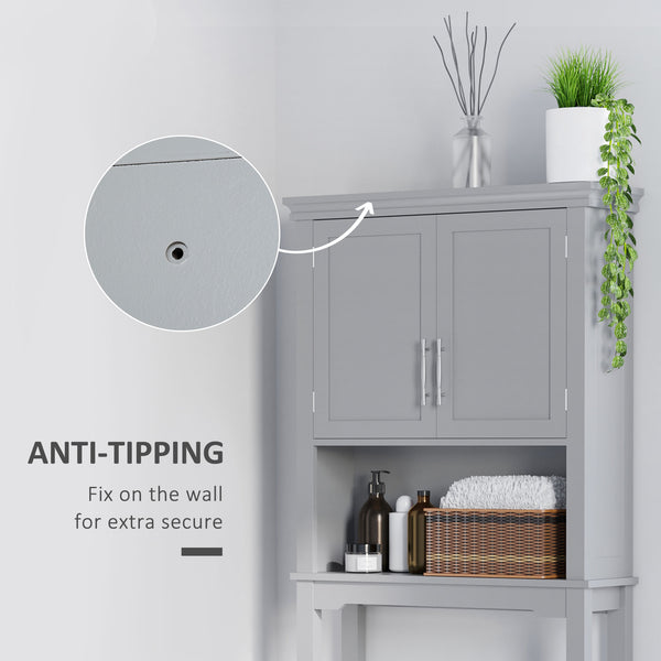 English Elm Kleankin Modern Over The Toilet Storage Cabinet - Stylish Grey Bathroom Organizer With Adjustable Shelf W2225P216991