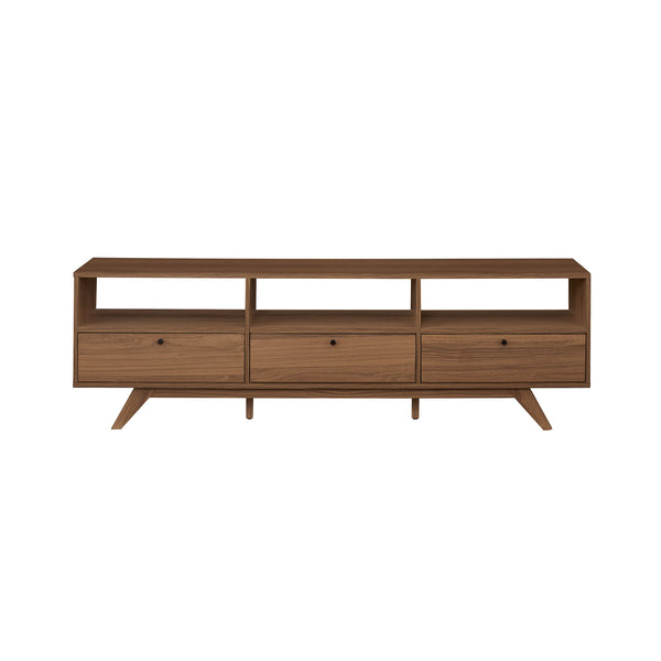 English Elm Walker Edison - Modern Scandi 3-Door Low Profile TV Stand in Coffee for TVs up to 80" — Japandi Scandi Minimalist Design B185P169019