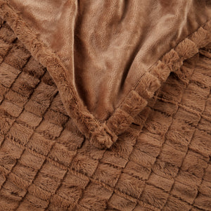 JLA Home Beautyrest - Oversized Plush Faux Fur Heated Throw with Secure Comfort, Low EMF, OEKO‑TEX, Machine Washable Brown Texture BR54-4699