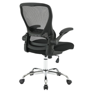 OSP Home Furnishings Mesh Back Ergonomic Office Chair with Lumbar Support Flip up Arms and Foam Seat Cushion Black EM96809C-3