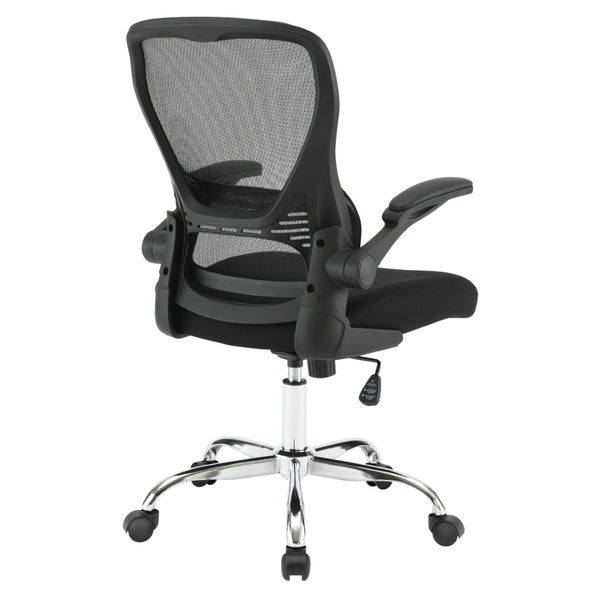OSP Home Furnishings Mesh Back Ergonomic Office Chair with Lumbar Support Flip up Arms and Foam Seat Cushion Black EM96809C-3