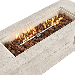 English Elm U_style Rectangular Outdoor Propane Fire Pit Mgo Set with Tank Cover Table Beige+Grey,Light Gray WY000498AAD
