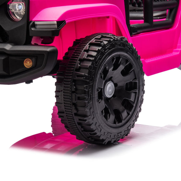 English Elm 24v Kids Ride on Car with Parental Remote Four Wheel Suspension Led Lights Bluetooth Pink W1578P235081
