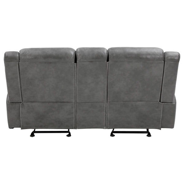 English Elm Carmen Luxe Faux Leather Cool Grey Motion Loveseat with Dual Recline, Storage & Plush Cushioningcomfort B062P357777