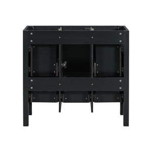 English Elm 36'' Bathroom Vanity Cabinet - Modern Solid Wood Freestanding Storage With 5 Drawers & Soft-Close Doors N710P256102B