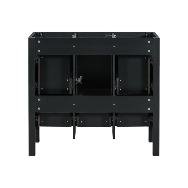 English Elm 36'' Bathroom Vanity Cabinet - Modern Solid Wood Freestanding Storage With 5 Drawers & Soft-Close Doors N710P256102B