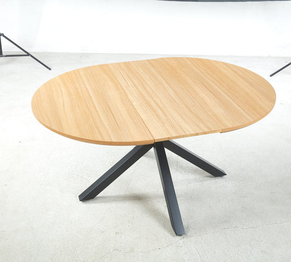 English Elm Extendable Modern Dining Table With Oak Mdf Top & Sturdy Metal Legs - Versatile Office & Coffee Use W234S00108