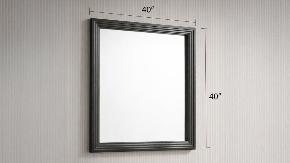 English Elm Colorado Square Wood Wall Mirror with Charcoal Frame for Modern Bedroom Decor B009P466448