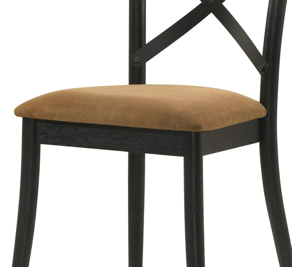 English Elm Hillary Walnut & Black Faux Leather Side Chairs Set of 2 — Padded 19" Seat, Metal Back, 220lb Capacity B2726P380829