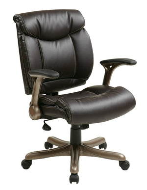 OSP Home Furnishings Executive Bonded Leather Office Chair with Lumbar Support Padded Arms and Ergonomic Tilt Cocoa/Espresso ECH8967K5-EC1