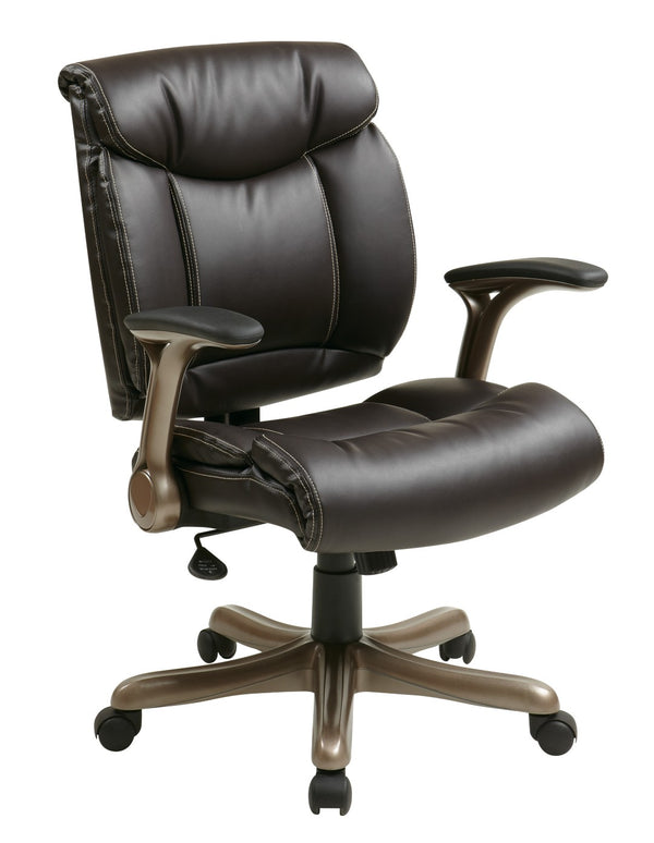 OSP Home Furnishings Executive Bonded Leather Office Chair with Lumbar Support Padded Arms and Ergonomic Tilt Cocoa/Espresso ECH8967K5-EC1