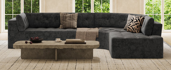 English Elm 119'' Curved L-shaped Sectional with Button Tufting and Pocket Spring Seating N760S0000048E