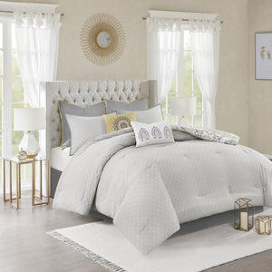 English Elm 8 Piece Reversible Cotton Comforter Set - Floral & Medallion Print, Cal King, Oeko-Tex Certified B03597285