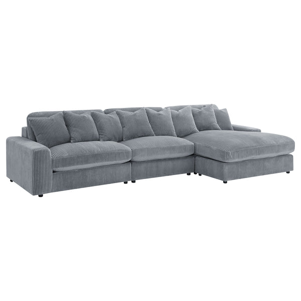 English Elm Cassidy Corduroy Sectional with Chaise Lounge for Relaxed Living Room Comfort B062S01422