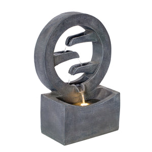 English Elm 26.77"h Gray Polyresin Tiered Cascading Outdoor Fountain with Warm Led Patio Accent N765P355054G