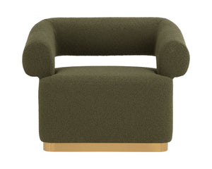 Sunpan Aggie Swivel Lounge Chair - Mid-century Accent With Copenhagen Olive Fabric & Gold Base Elegance Green Fabric 111482