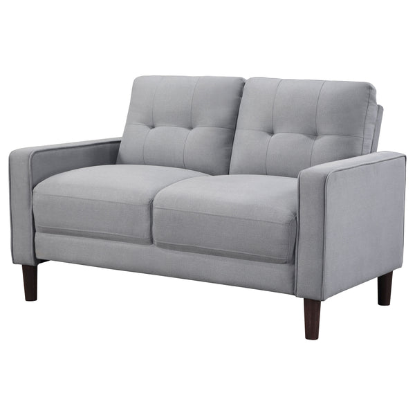 English Elm Harvey Grid Tufted Track Arm Loveseat in Neutral Performance Fabric for Compact Spaces B062P440341