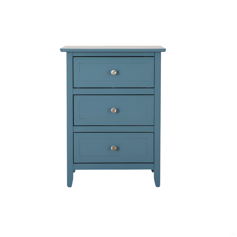 English Elm Teal Compact Nightstand with 3 Drawers for Modern Bedrooms — Vibrant Teal, Space-Saving, Sturdy Design B078112153