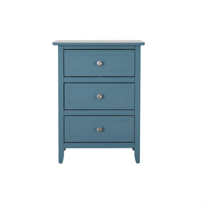 English Elm Teal Compact Nightstand with 3 Drawers for Modern Bedrooms — Vibrant Teal, Space-Saving, Sturdy Design B078112153