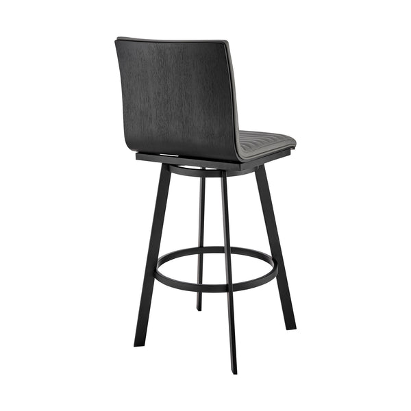 English Elm Nikole Swivel Counter Stool Matte Black Steel Base with Gray Faux Leather Seat B2736P464887