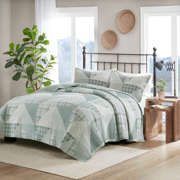 English Elm 3-piece Cotton Coverlet Set Vermicelli Quilted Heirloom Texture Full Queen Bedding B035P482961