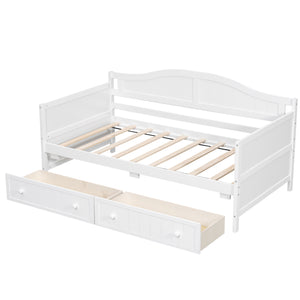 English Elm Twin Wood Daybed Sofa with Storage Drawers Arched Frame for Guest or Kids Room N708P357111K