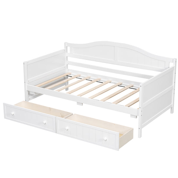 English Elm Twin Wood Daybed Sofa with Storage Drawers Arched Frame for Guest or Kids Room N708P357111K