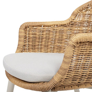 English Elm Jennifer Taylor Home - Santorini Wicker Back Outdoor Dining Chairs Set Of 2 - Weather-Resistant Wheat Beige Comfort B2719P308011