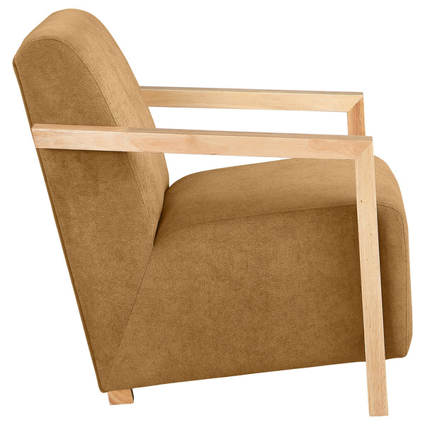 English Elm Landis Grey Fabric Accent Chair with Natural Wood Arms for Modern Living Spaces B062P441109