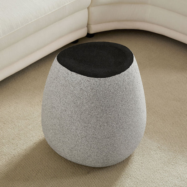 English Elm 19.29 Inch Fiberglass Stacked Stone Side Table Sculpted Organic Form for Living Room Beige W2582P427035