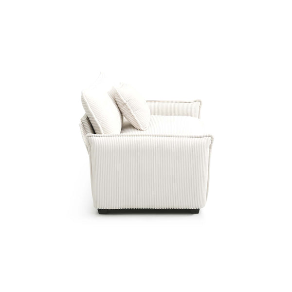 English Elm Mid-Century Modern Sofa Set - 3-Seater & Single Seat With Plush Pillows, Ergonomic Comfort & Style W714S00689