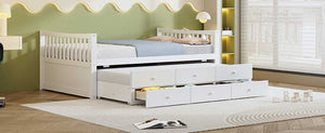 English Elm Full Size Daybed with Trundle Twin Pullout and Three Storage Drawers for Guest Rooms LP100341AAK
