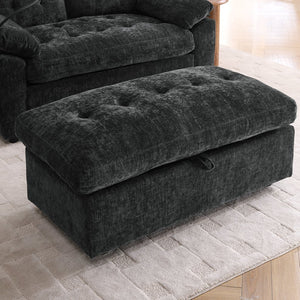 English Elm Leisure Chenille Two Seat Reclining Sofa with Usb Port Storage Ottoman Padded Armrests Black W487S00521