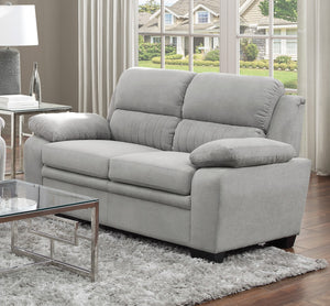 English Elm Modern Channel Tufted Sofa and Loveseat Set with Textured Polyester Upholstery Gray B011S01167