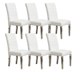 English Elm Set of 2 Modern Dining Chairs with Plush Velvet Tufting, Sturdy Steel Legs, Ergonomic S-Shaped Springs Beige D772095826