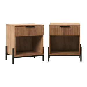 24" Reeded Wood 1 Drawer Nightstand - Set of 2 Mocha PRSB4CMO-2PK Walker Edison