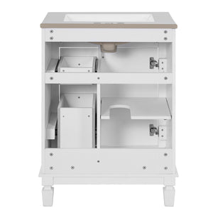 English Elm 24" Bathroom Vanity With Elegant Ceramic Sink, Stylish Storage, And Timeless French Design For Small Spaces N710P318989K