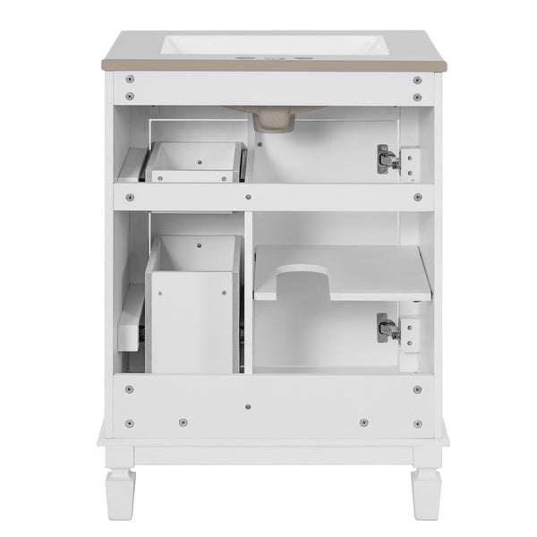 English Elm 24" Bathroom Vanity With Elegant Ceramic Sink, Stylish Storage, And Timeless French Design For Small Spaces N710P318989K