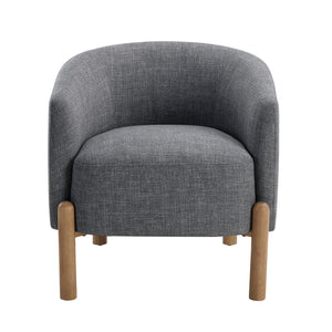 English Elm Style Barrel Accent Chair with Textured Fabric Upholstery, Solid Wood Legs, Foam-Pocket Coil Comfort and 300lb Capacity Gray 27 L x 25.5 W x 21.5 H B011P304989