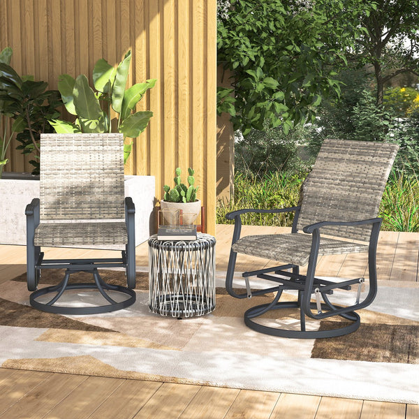 English Elm Outsunny Pe Wicker Swivel Glider Patio Chairs Set of 2 with High Back Steel Frame W2225P485597