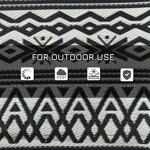 English Elm Outsunny Reversible Boho Polypropylene Outdoor Rug Waterproof Portable Mat for Deck Patio W2225P174556