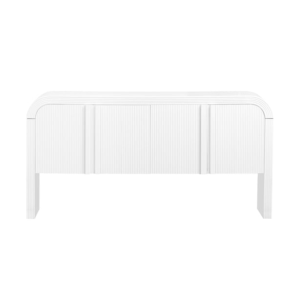 English Elm U_style Wave Door Pine Console Table Sculptural Storage for Entryway or Sofa N711P415846K