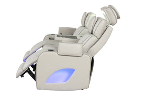 English Elm Fortuner Modern Reclining Sofa Beige with LED Lighting, Massage, Power Recliners, Console USB Wireless Charging G150109099