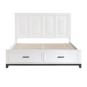 English Elm White Garretson Queen Platform Bed with Built-In Storage Drawers Rustic-Transitional Wood Frame White 87.5 L x 38.5 W x 4.5 H B011S01493