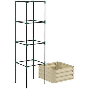 English Elm Outsunny Galvanized Raised Garden Bed With Trellis, Perfect Outdoor Planter Box For Vegetables & Flowers W2225P174391-GIGA