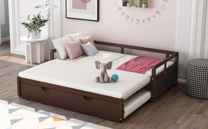 English Elm Extending Twin Daybed with Pull Out Trundle Solid Pine Wood Frame Guest Room N708P336535P