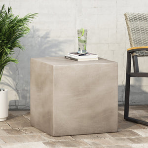 English Elm Outdoor Mgo Concrete Cube Side Table for Patio Deck or Garden Lounge Spaces 70882.00